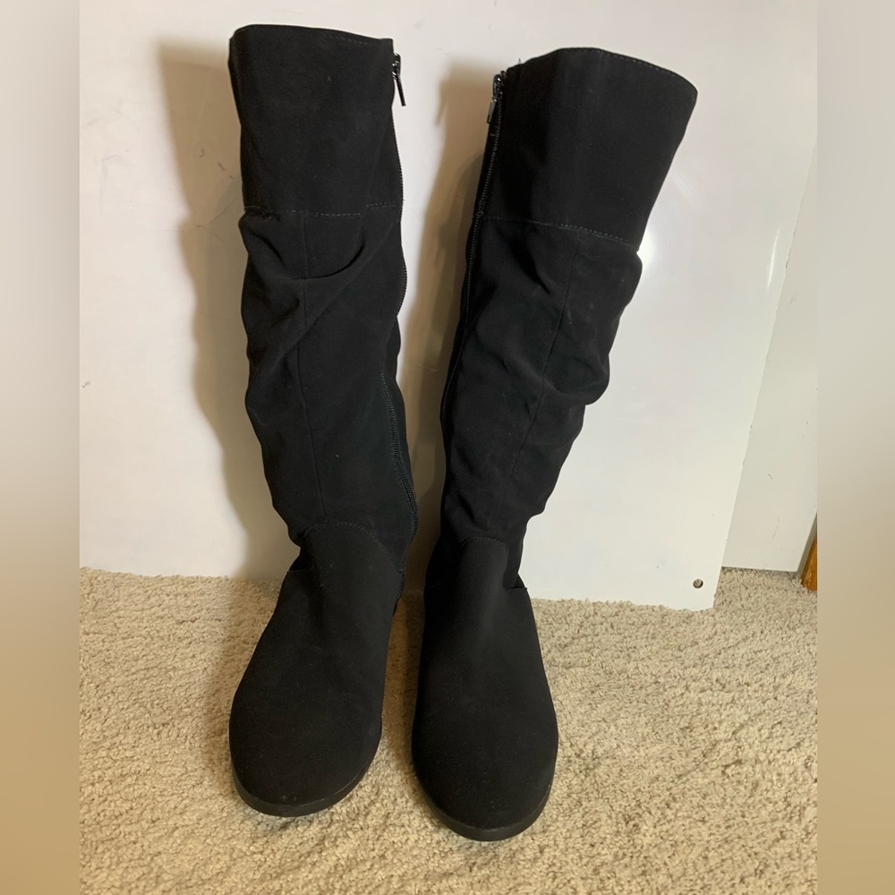 Style & Co Women's Kelimae Mid Calf Scrunch Boots Size 9M Black Faux Suede
